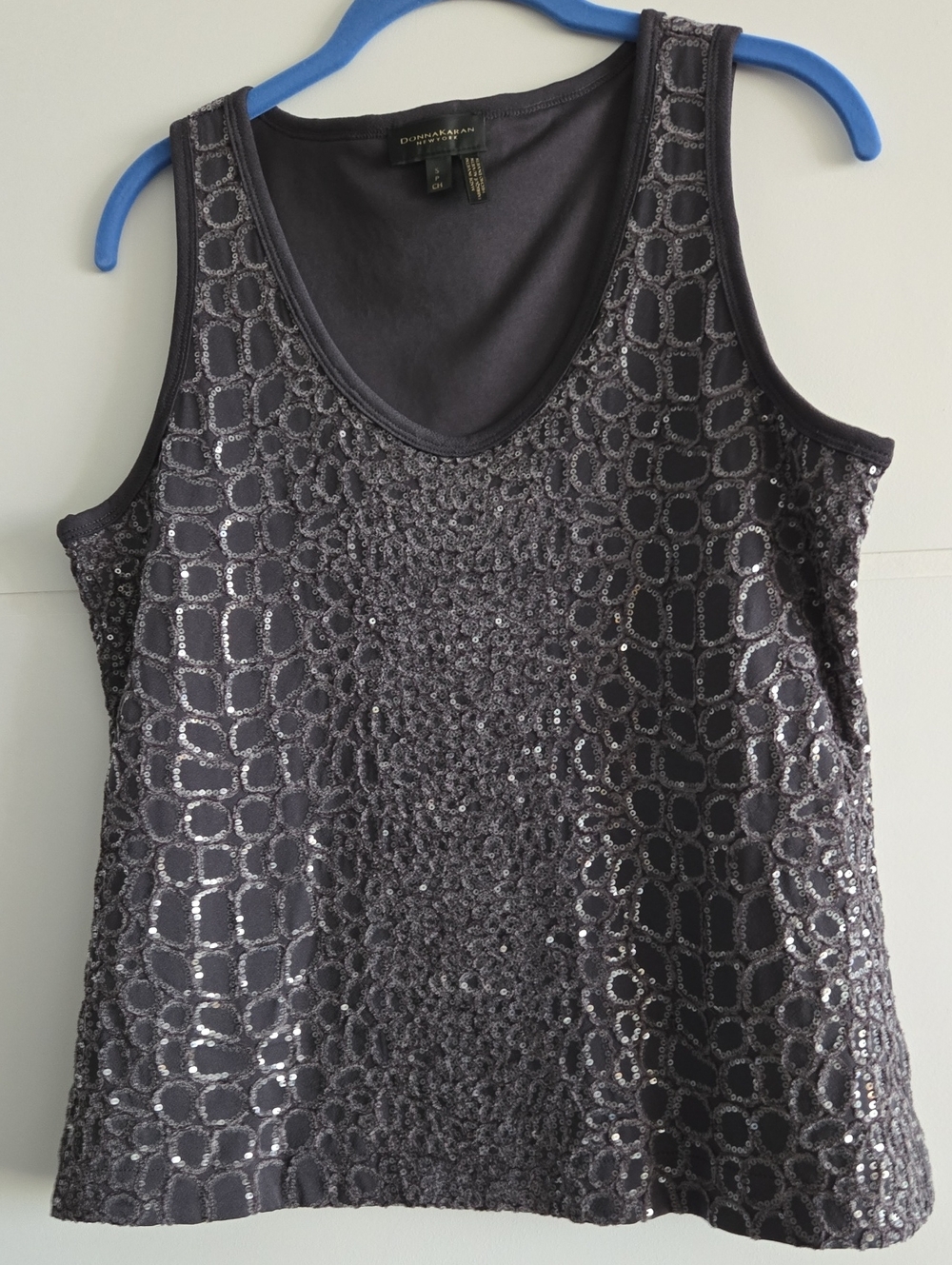 Donna Karan Charcoal Sequin Sleeveless Camisole